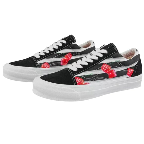 Vans VN0A4P3XB52 S10 Vault OG Old Skool LX Snake Eyes Black Red Dice White Skate - Picture 2 of 10